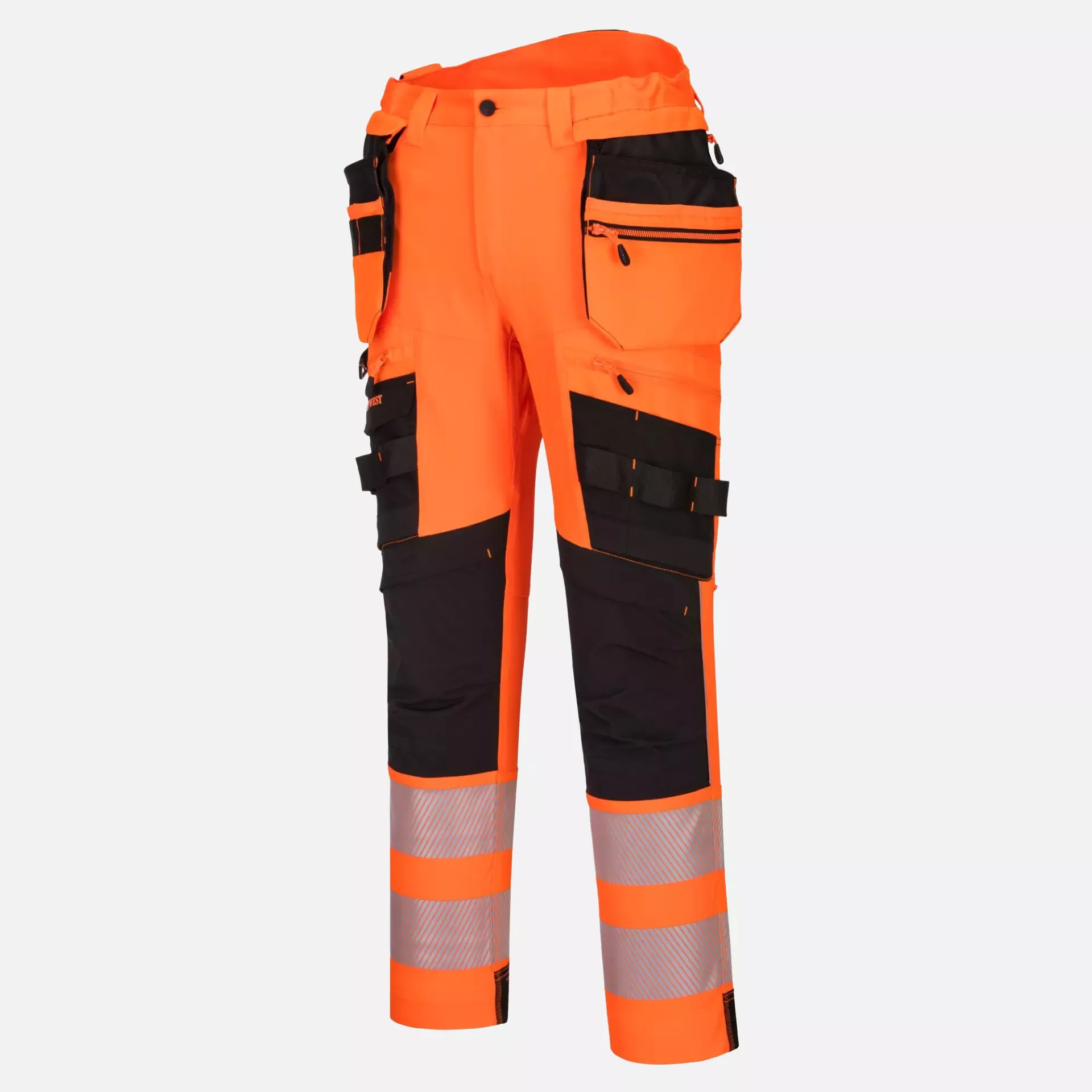 Portwest DX442OBR, DX4 Hi-Vis Detachable Holster Pocket Trousers, Orange/Black, image 3