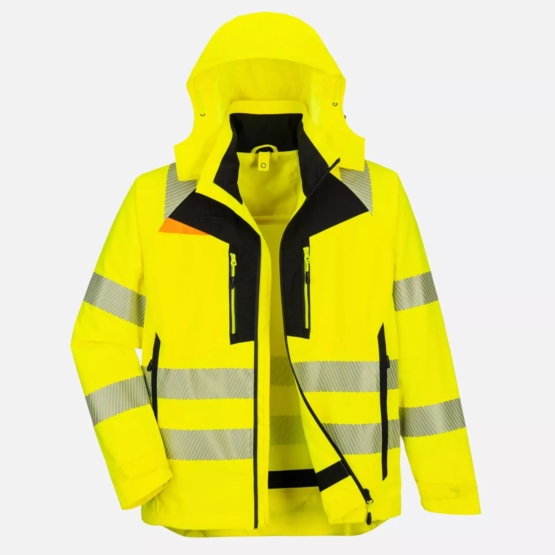 Portwest DX466YBR, DX4 Hi-Vis 4-in-1 Jacket, Yellow/Black, image 1
