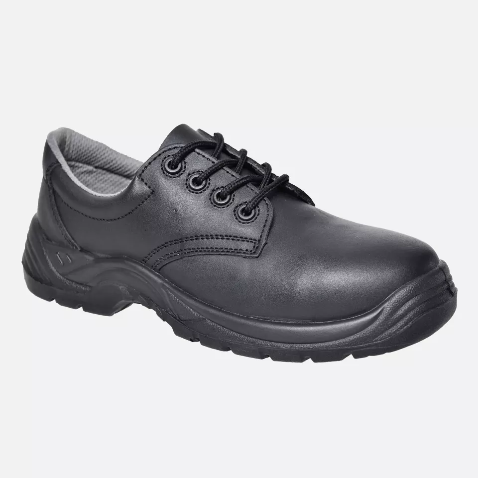 Portwest FC14BKR, Composite Action Leather Low Shoe S1P SRC, Black, image 1, gallery thumbnail