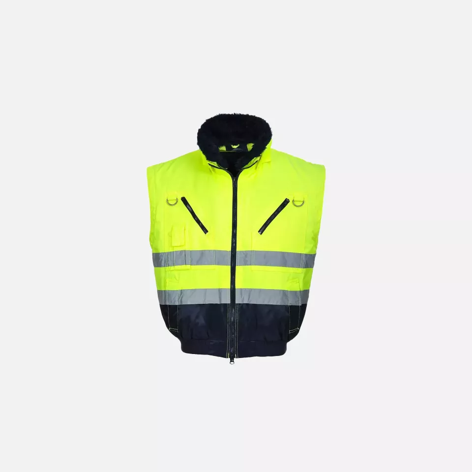 Portwest PJ50YNR, Hi-Vis 3-in-1 Contrast Pilot Jacket, Yellow/Navy, image 6, gallery thumbnail