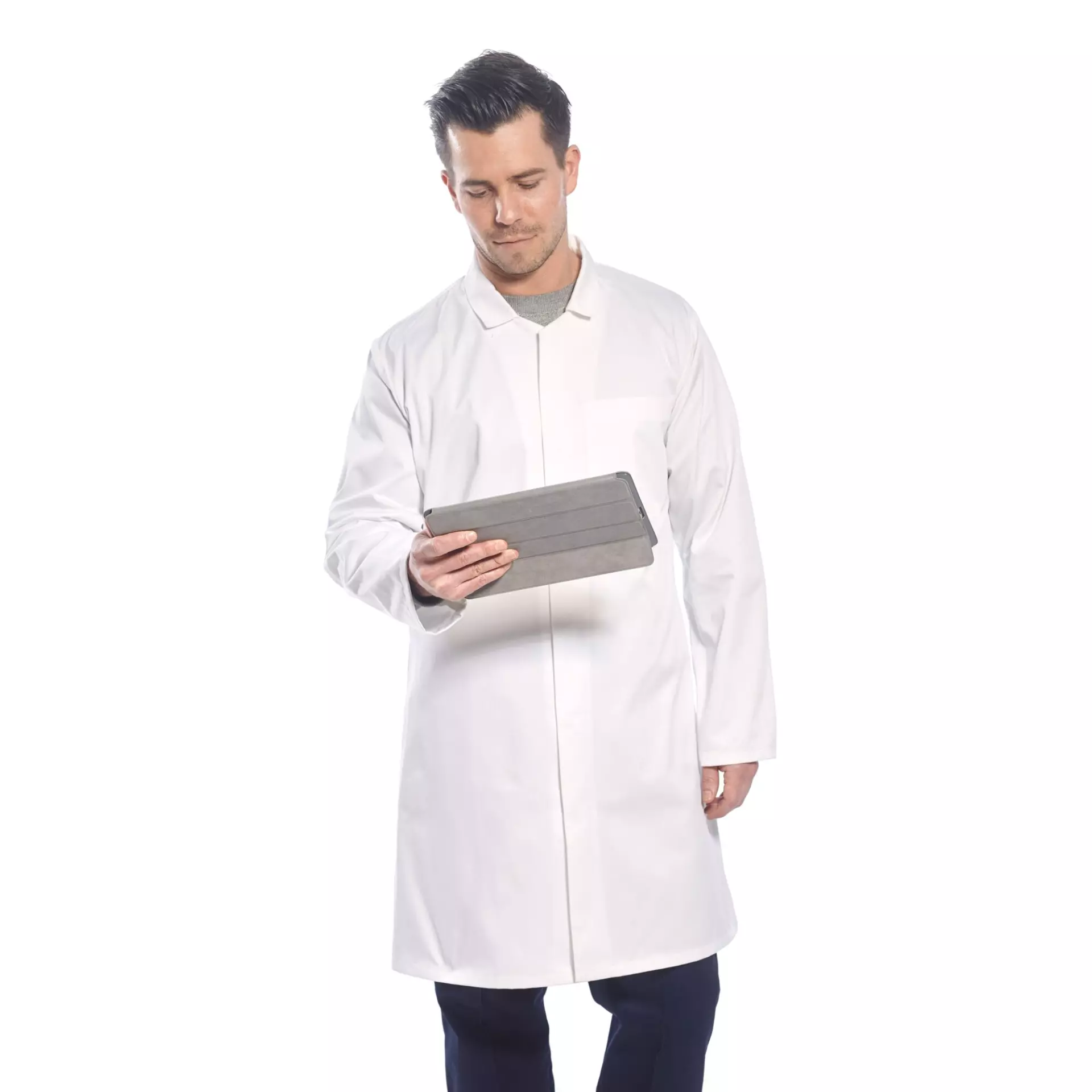 Portwest 2202WHR, Food Industry Men's 1 Pocket Coat, White, image 3