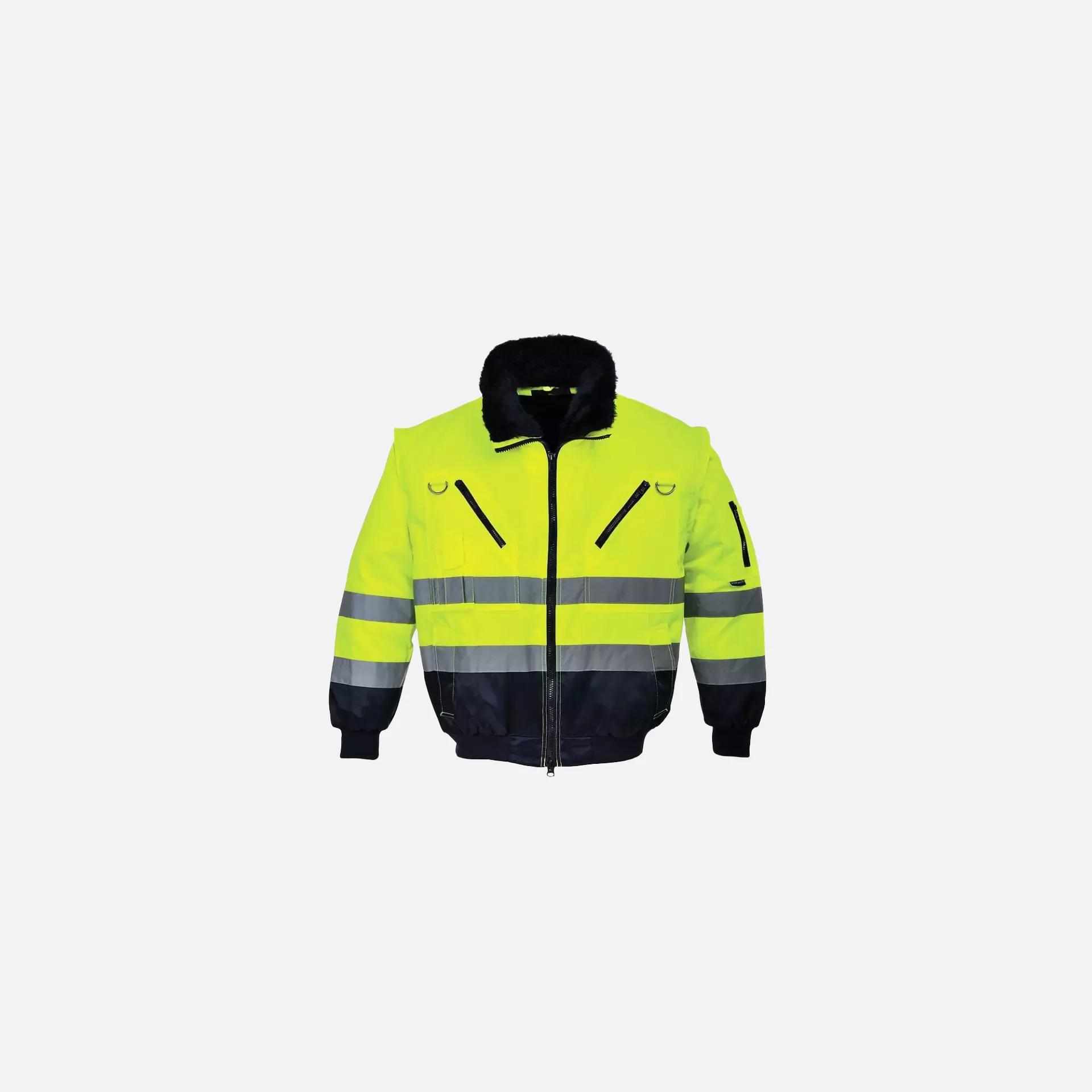 Portwest PJ50YNR, Hi-Vis 3-in-1 Contrast Pilot Jacket, Yellow/Navy, image 2