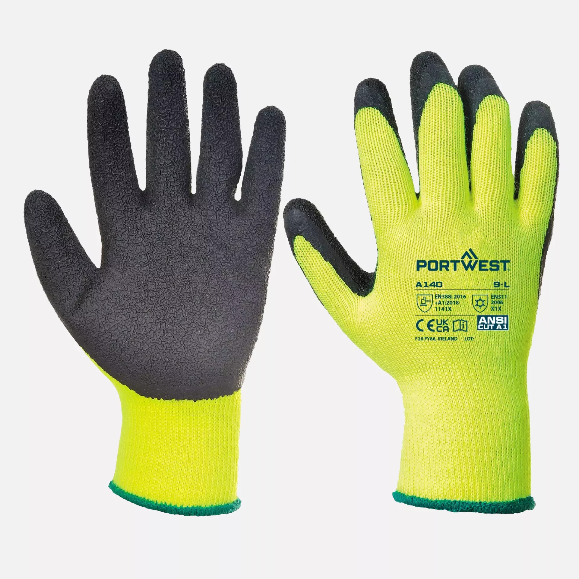 Portwest A140BKR, Thermo Grip Handschuhe - Latex, Schwarz, image 3