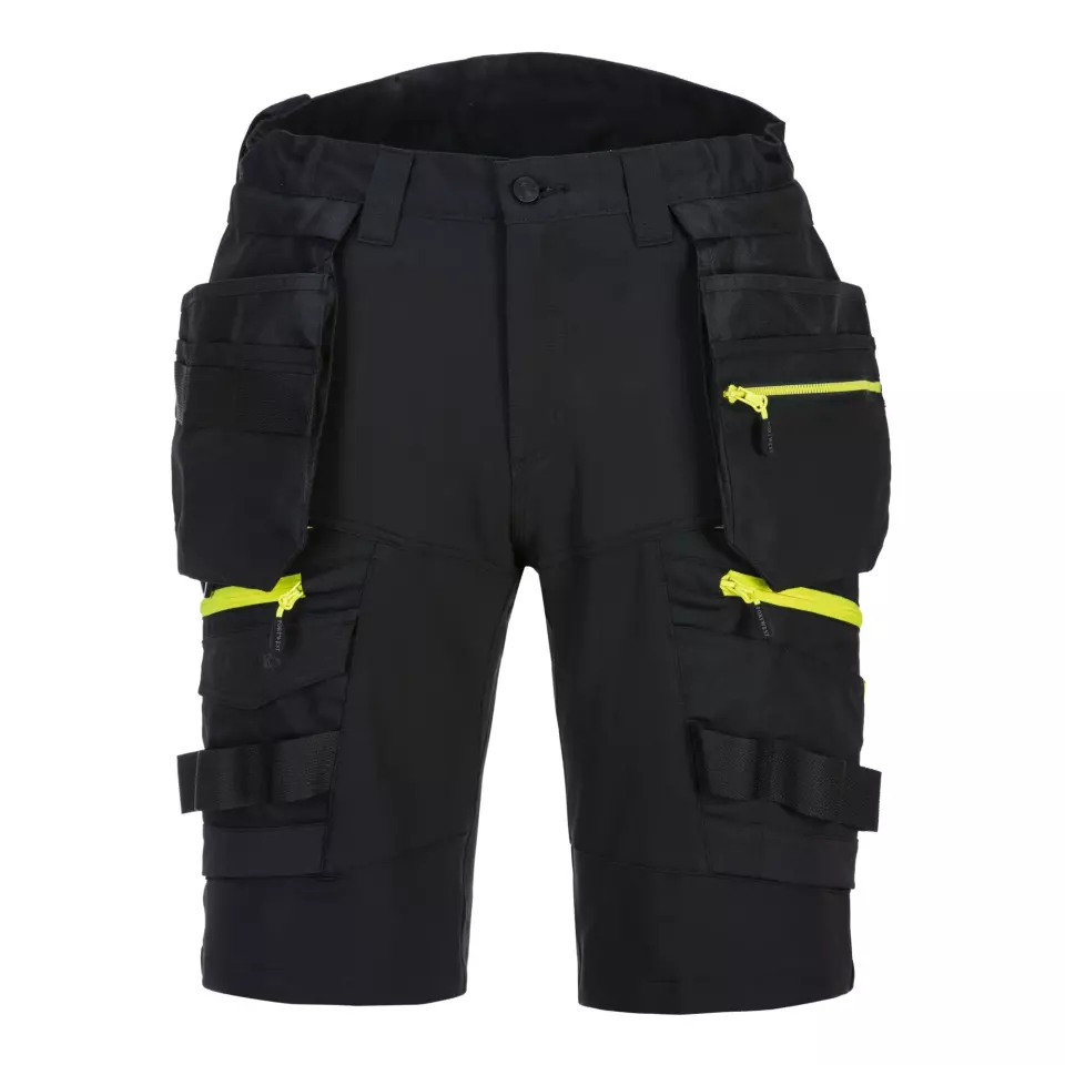 Portwest DX444BKR, DX4 Detachable Holster Pocket Shorts, Black, image 1, gallery thumbnail