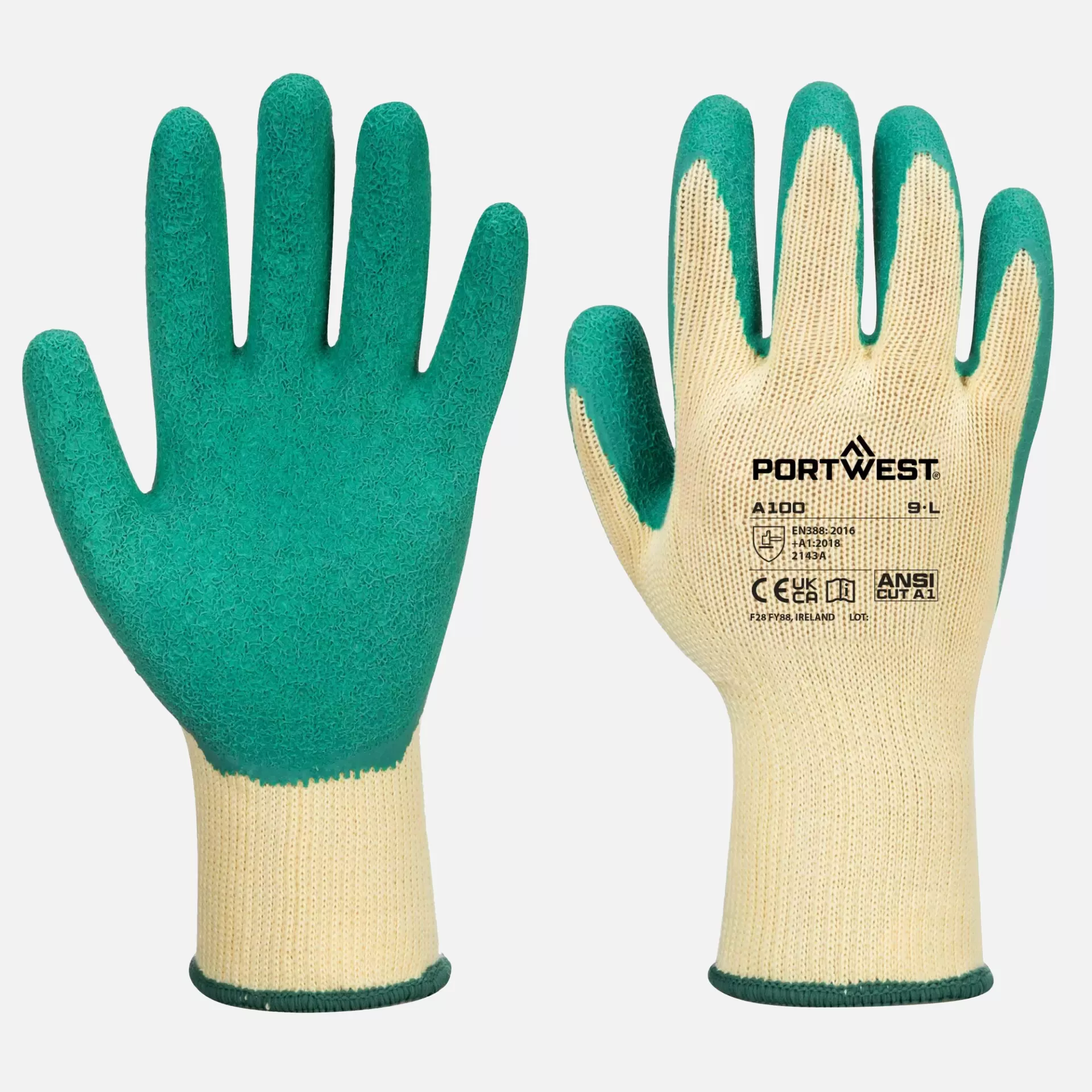 Portwest A100GNR, Grip-Handschuh - Latex, Grün, image 3