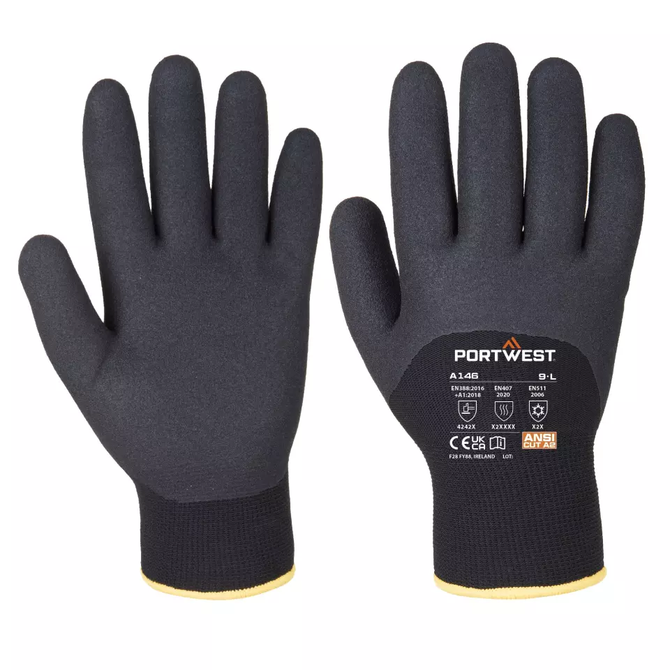 Portwest A146BKR, Arctic Winter Glove, Black, image 3, gallery thumbnail