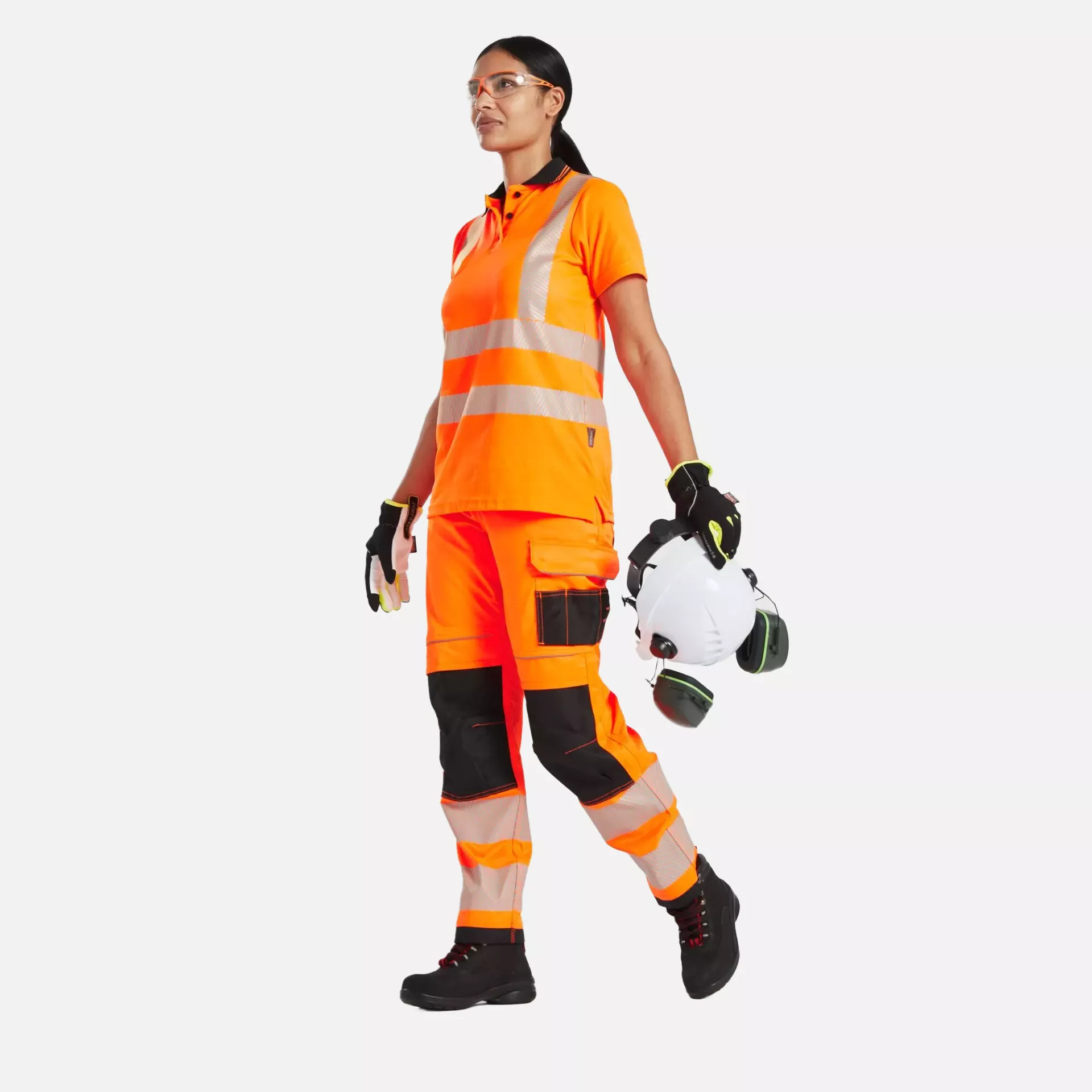 Portwest LW72OBR, Hi-Vis Women's Cotton Comfort Pro Polo Shirt S/S, Orange/Black, image 10