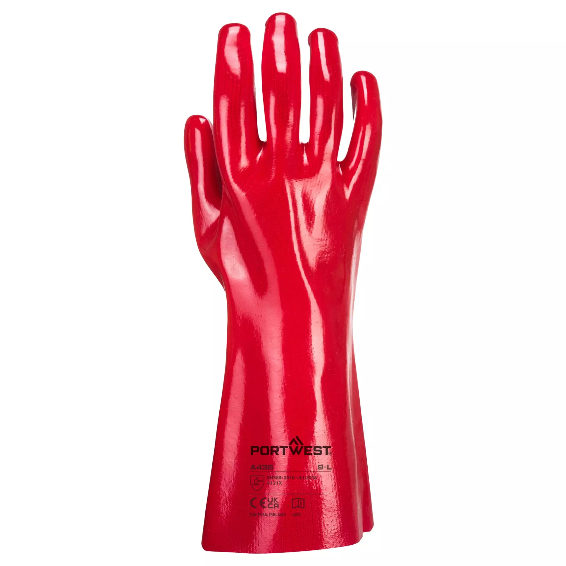 Portwest A435RER, Grip 12 PVC Gauntlet 35cm, Size XL, Red, image 1
