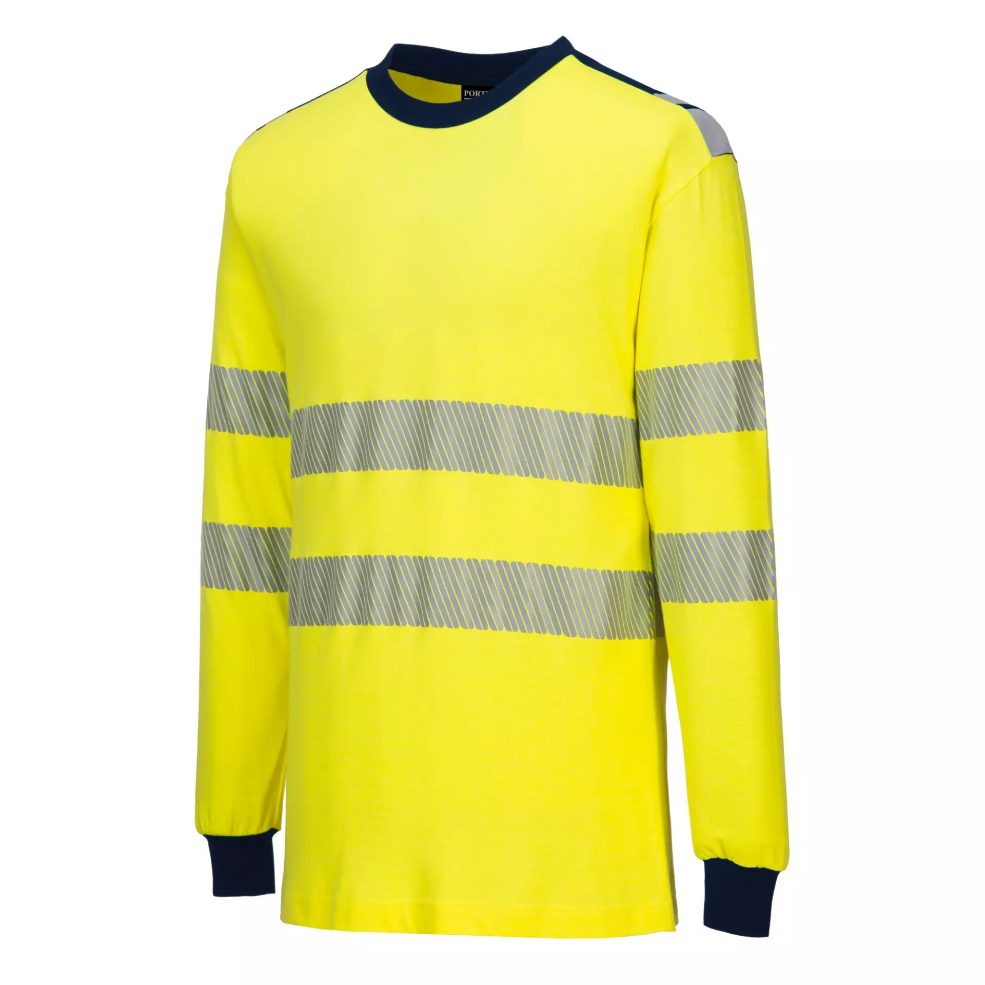 Portwest FR701YNR, PW3 FR Modaflame Hi-Vis T-Shirt, Yellow/Navy, image 4