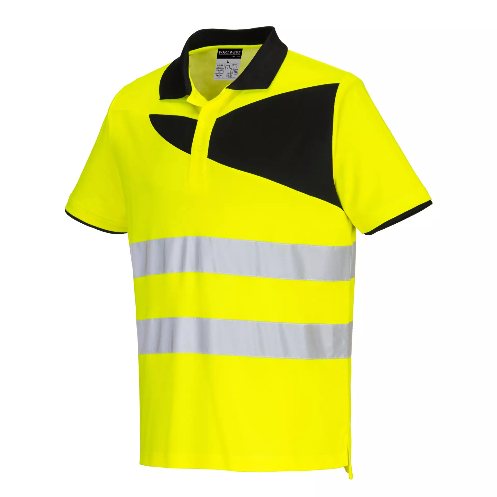 Portwest PW212YBR, PW2 Hi-Vis Cotton Comfort Polo Shirt S/S, Yellow/Black, image 4