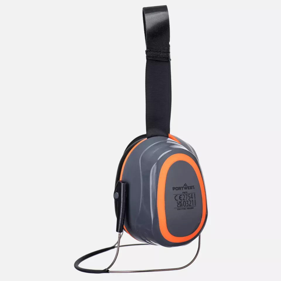 Portwest PW78GOR, HV Extreme Ear Defenders Neckband, Grey/Orange, image 2, gallery thumbnail