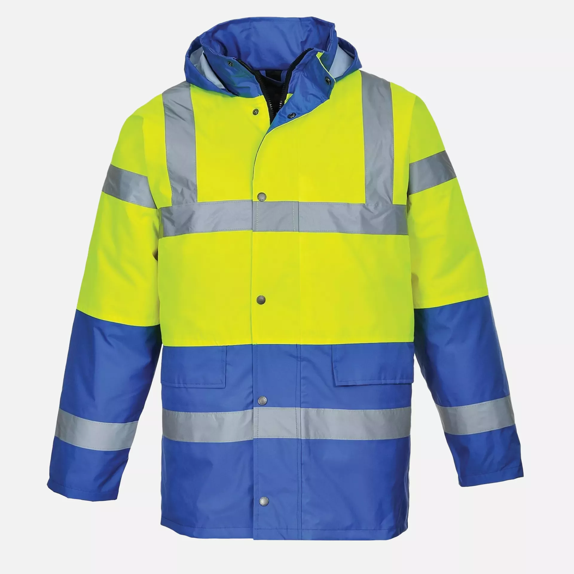 Portwest S466YRB, Hi-Vis Contrast Winter Traffic Jacket, Yellow/Royal, image 2