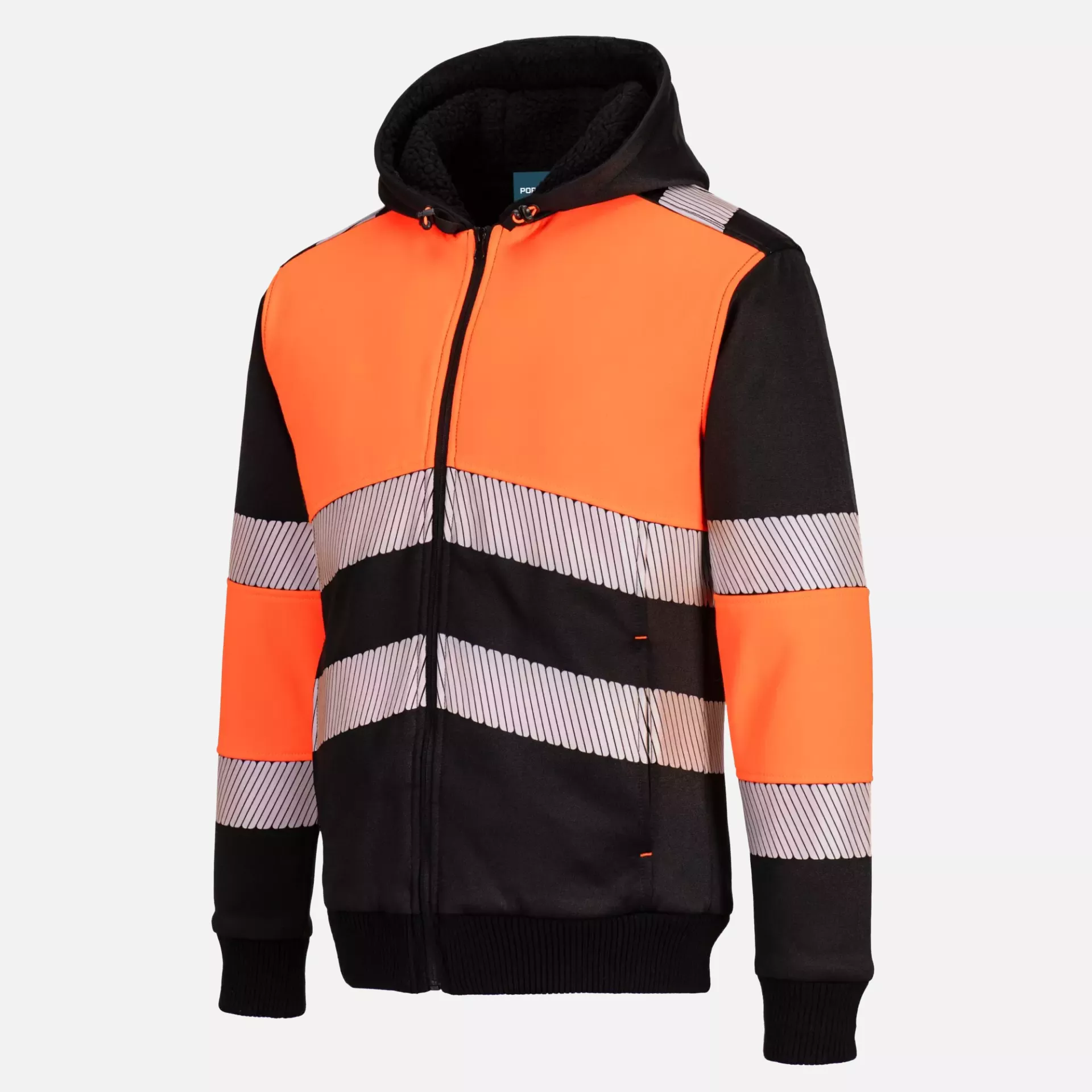 Portwest PW377OBR, PW3 Zipped Class 1 Winter Hoodie, Orange/Black, image 3