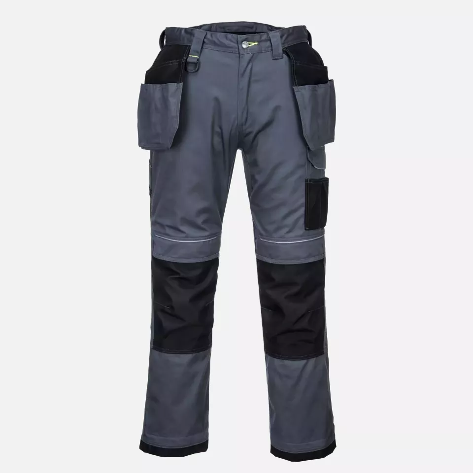 Portwest T602ZBS, PW3 Holster Work Trousers, Zoom Grey/Black Short, image 1, gallery thumbnail