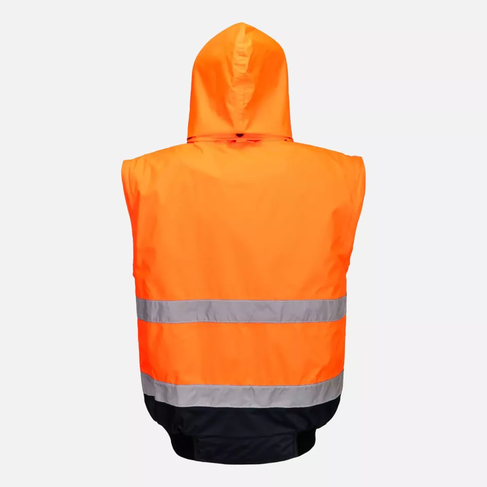 Portwest C465ONR, Hi-Vis 3-in-1 Contrast Bomber Jacket, Orange/Navy, image 4, gallery thumbnail