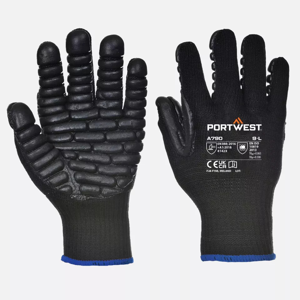 Portwest A790BKR, Anti Vibration Glove, Black, image 3, gallery thumbnail