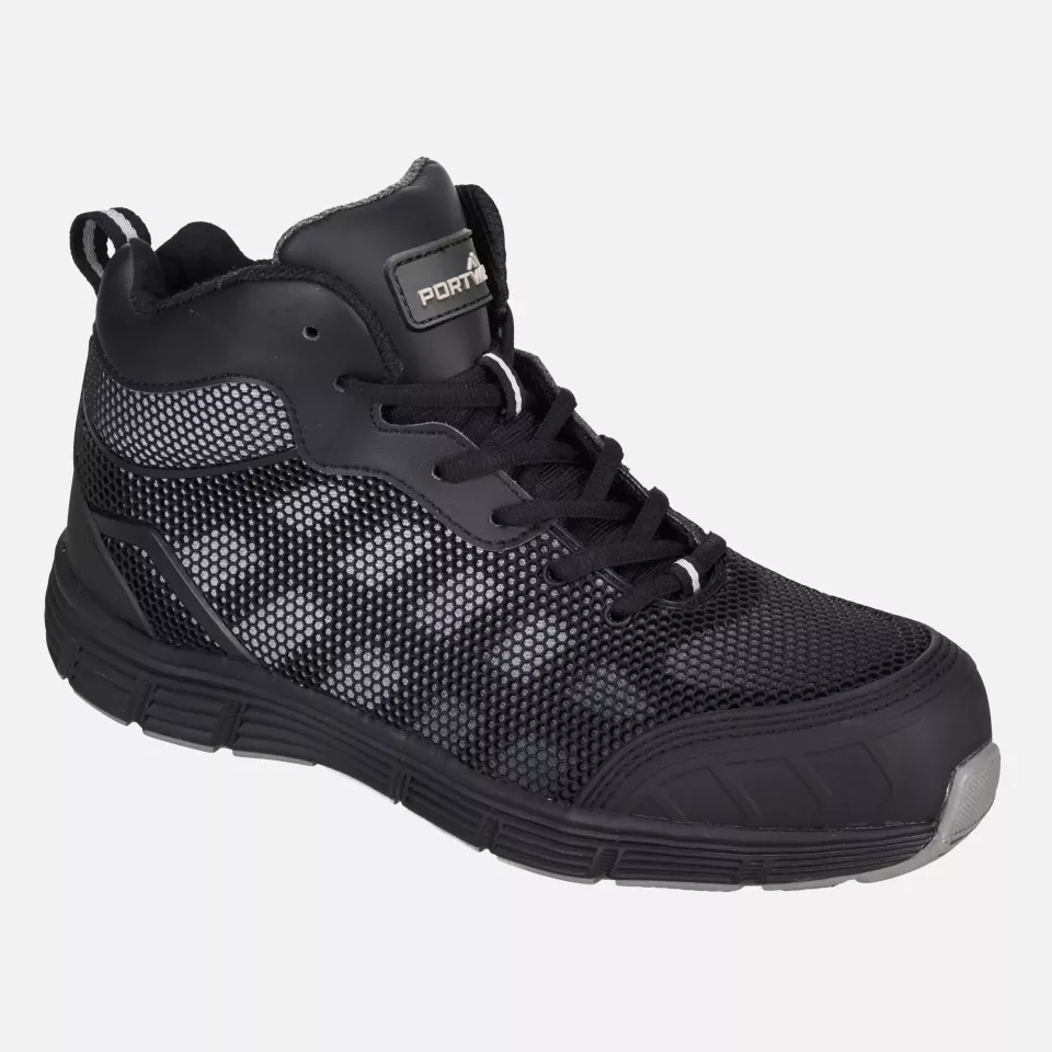 Portwest FC15BKG, Composite Textile Trainer S1PS FO SR, Black/Grey, image 1, gallery thumbnail