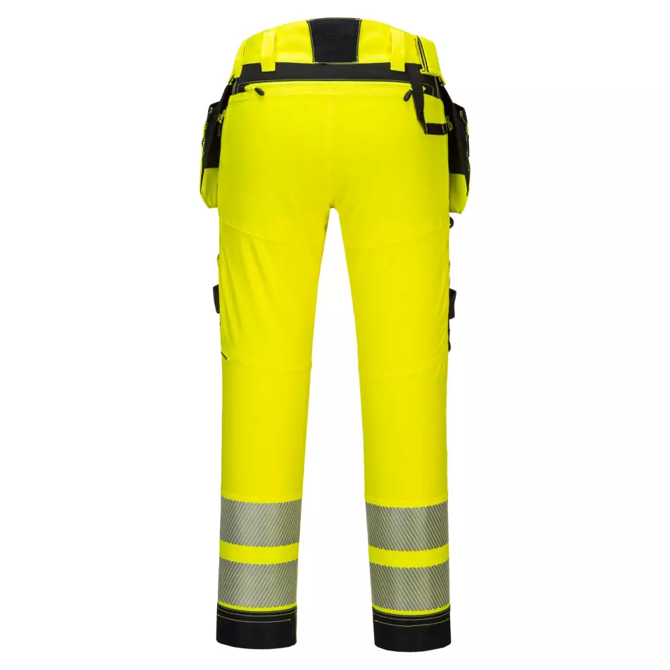 Portwest DX442YBR, DX4 Hi-Vis Detachable Holster Pocket Trousers, Yellow/Black, image 2, gallery thumbnail