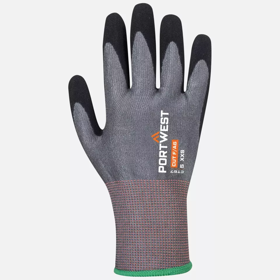 Portwest CT67G8R, CT Cut F13 Nitrile Glove, Grey/Black, image 1, gallery thumbnail