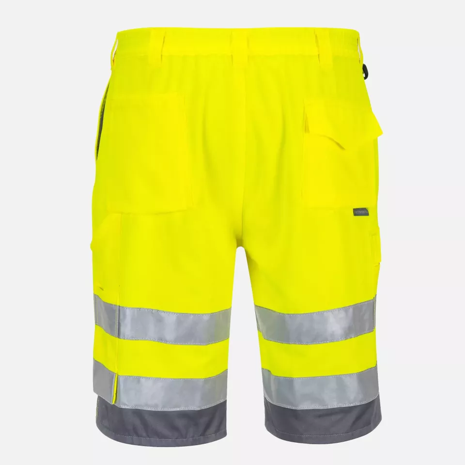 Portwest E043YGY, Hi-Vis Contrast Shorts, Yellow/Grey, image 2, gallery thumbnail