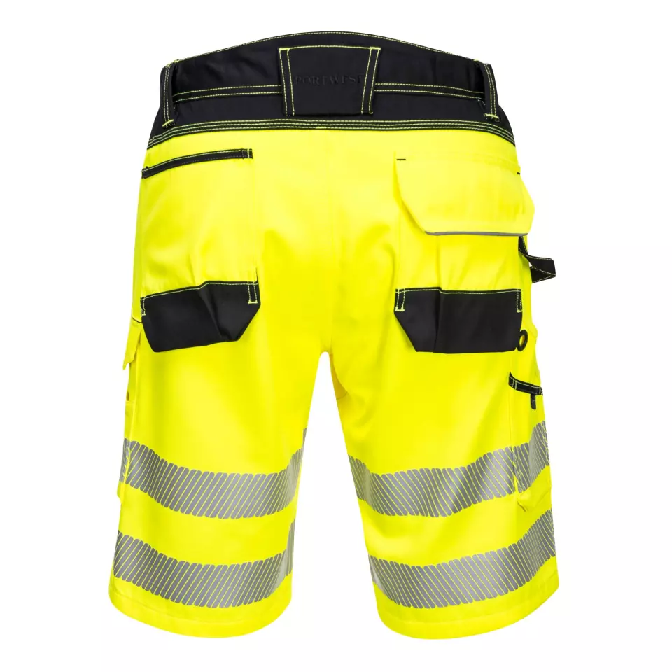 Portwest PW348YBR, PW3 Hi-Vis Shorts, Yellow/Black, image 2, gallery thumbnail