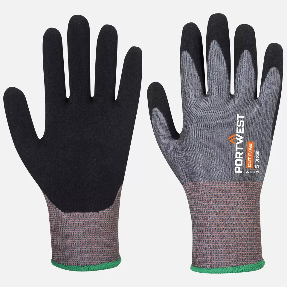Portwest CT67G8R, CT Cut F13 Nitrile Glove, Grey/Black, image 3, gallery thumbnail