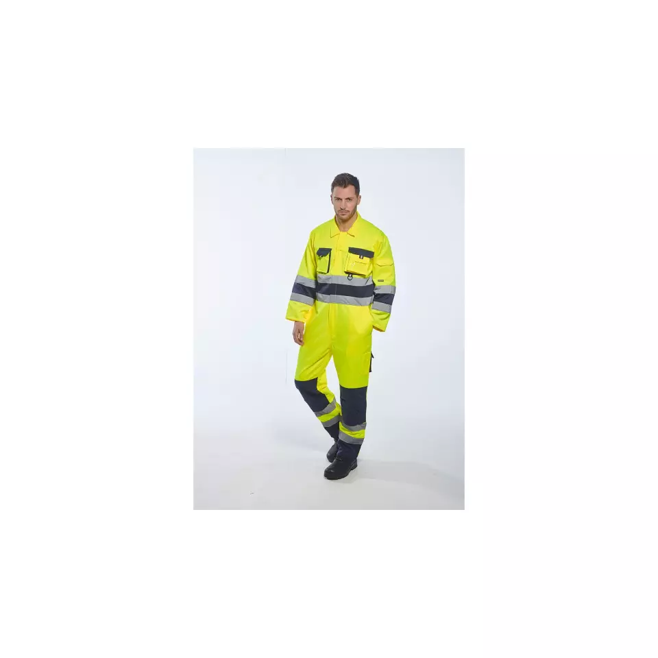 Portwest TX55YNR, Nantes Hi-Vis Contrast Work Coverall, Yellow/Navy, image 8, gallery thumbnail