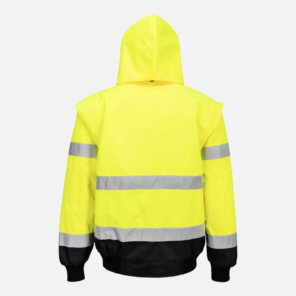 Portwest C465YBR, Hi-Vis 3-in-1 Contrast Bomber Jacket, Yellow/Black, image 2, gallery thumbnail