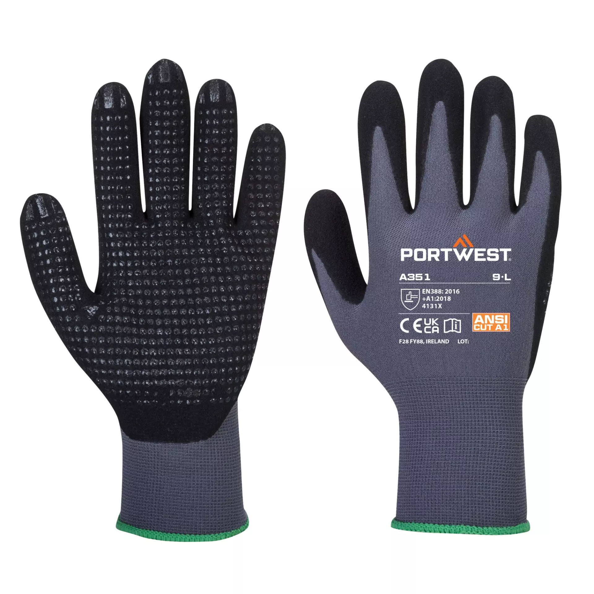 Portwest A351G8R, DermiFlex Plus Glove, Grey/Black, image 3