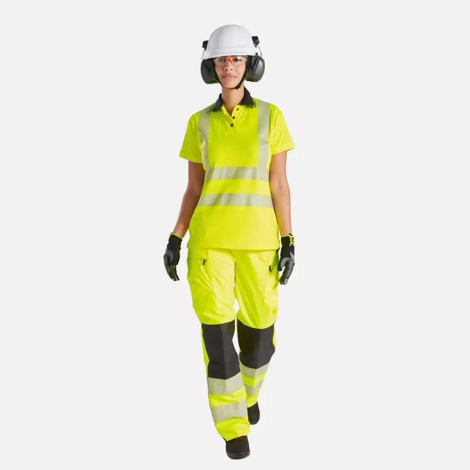 Portwest LW72YBR, Hi-Vis Women's Cotton Comfort Pro Polo Shirt S/S, Yellow/Black, image 4, gallery thumbnail