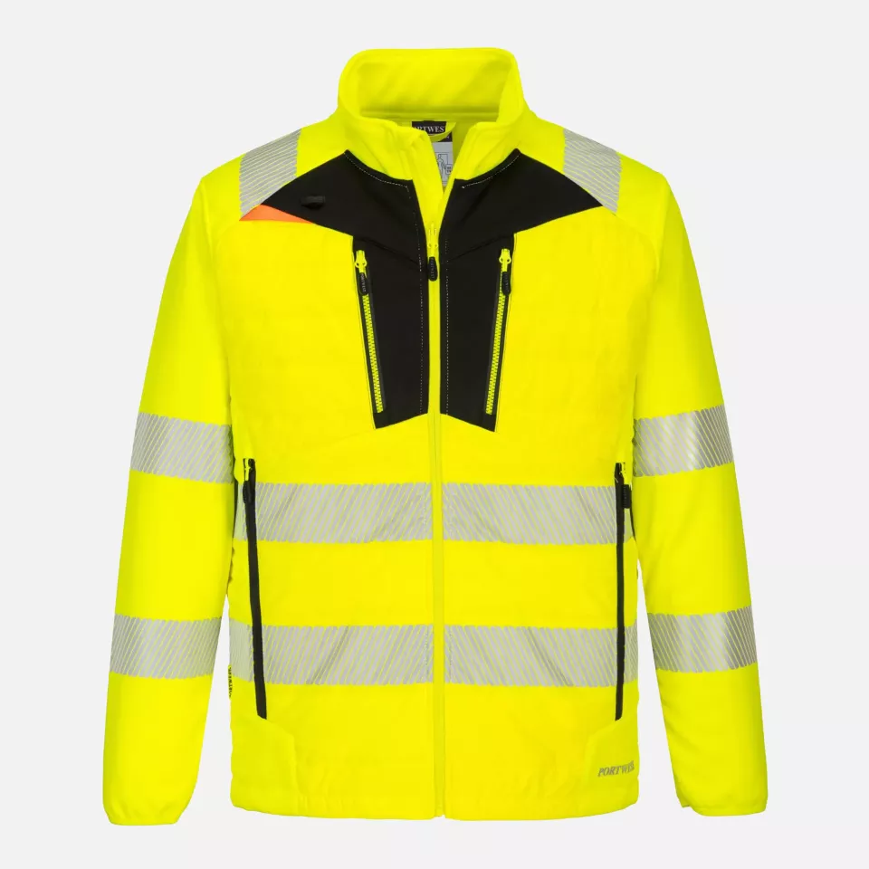 Portwest DX473YBR, DX4 Hi-Vis Hybrid Baffle Jacket, Yellow/Black, image 1, gallery thumbnail