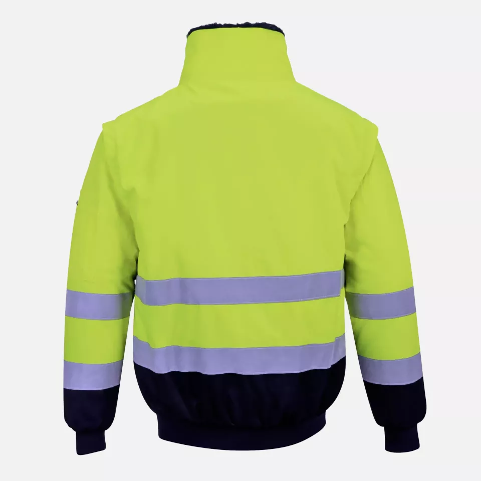 Portwest PJ50YNR, Hi-Vis 3-in-1 Contrast Pilot Jacket, Yellow/Navy, image 4, gallery thumbnail