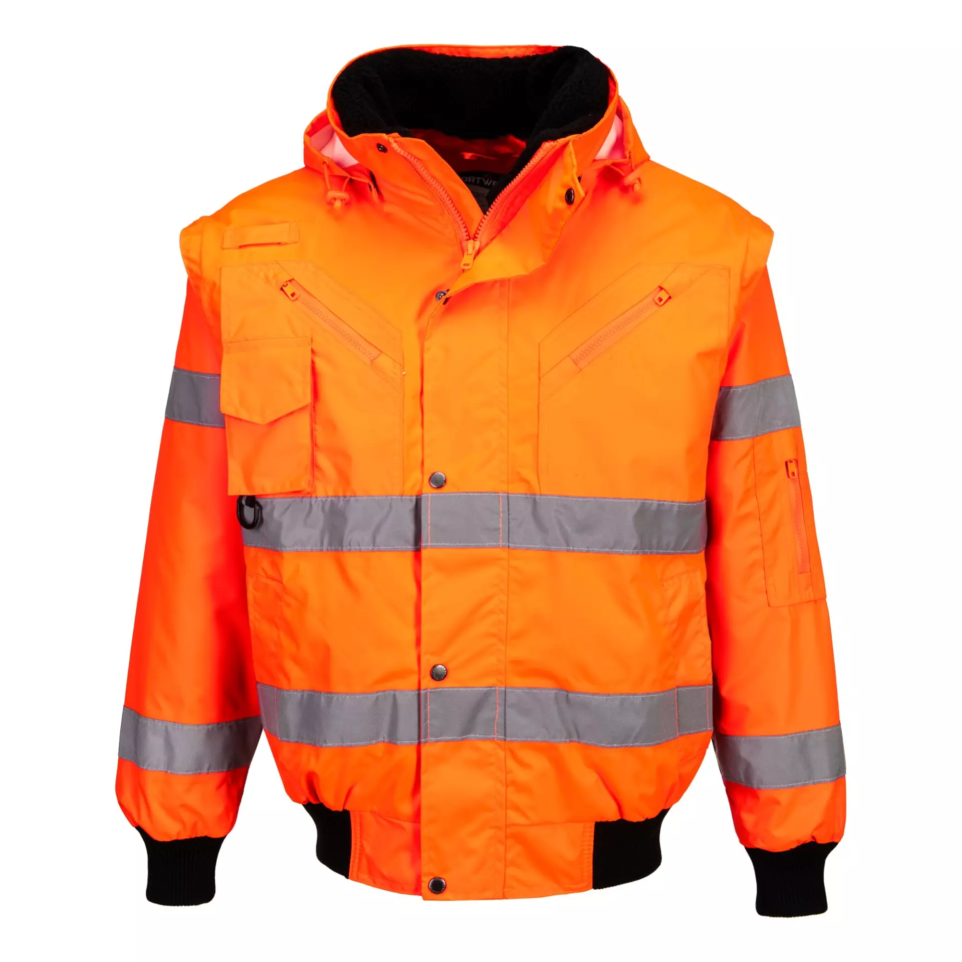 Portwest C467ORR, Hi-Vis 3-in-1 Bomber Jacket, Orange, image 1