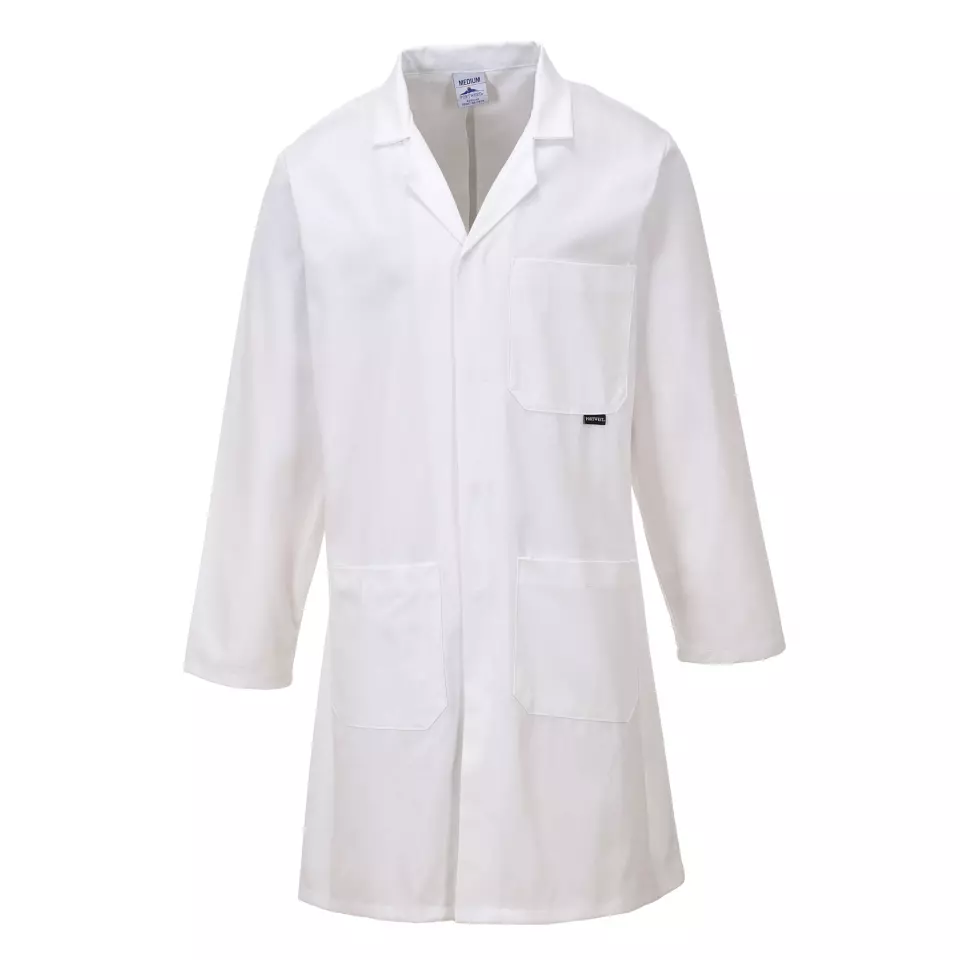Portwest C851WHR, Standard Cotton Coat, White, image 1, gallery thumbnail