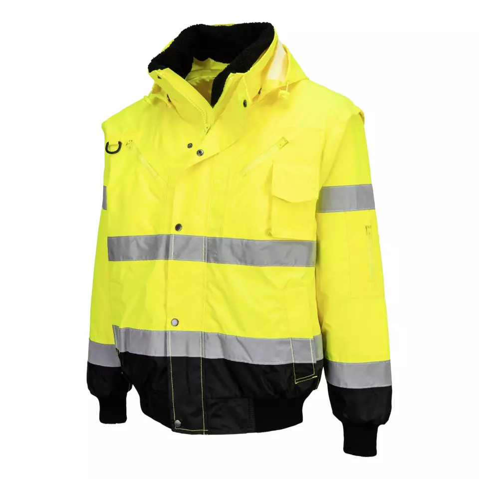 Portwest C465YBR, Hi-Vis 3-in-1 Contrast Bomber Jacket, Yellow/Black, image 3, gallery thumbnail