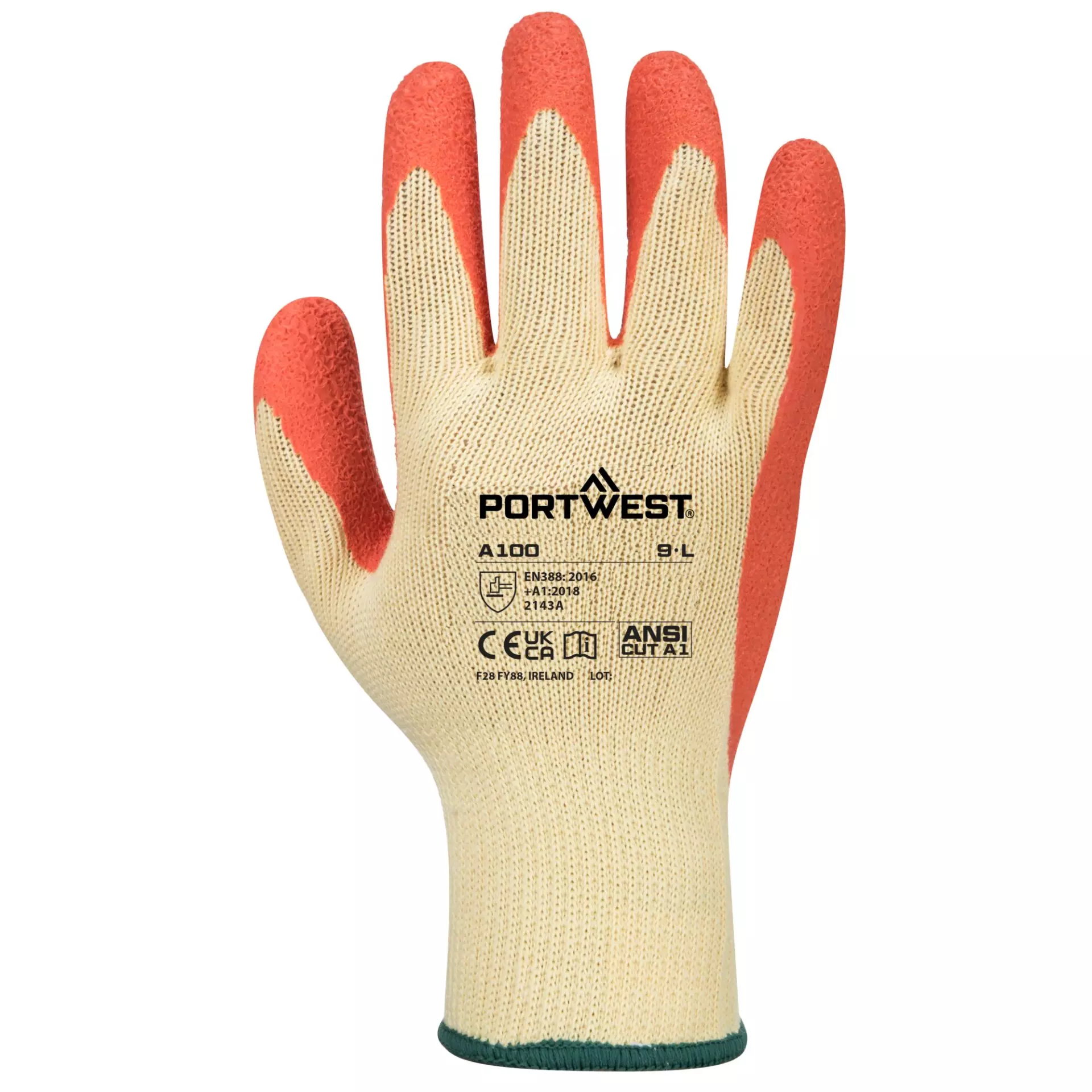 Portwest A100ORR, Grip Glove - Latex, Orange, image 1