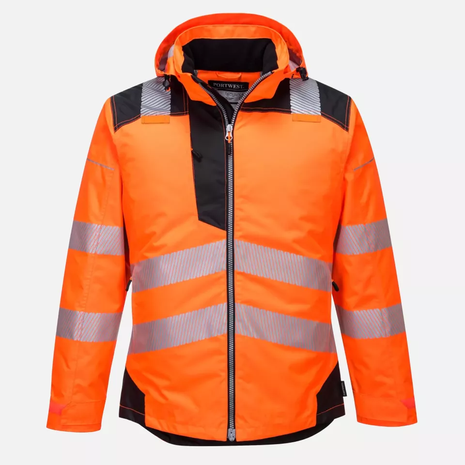 Portwest T400OBR, PW3 Hi-Vis Winter Jacket, Orange/Black, image 1, gallery thumbnail