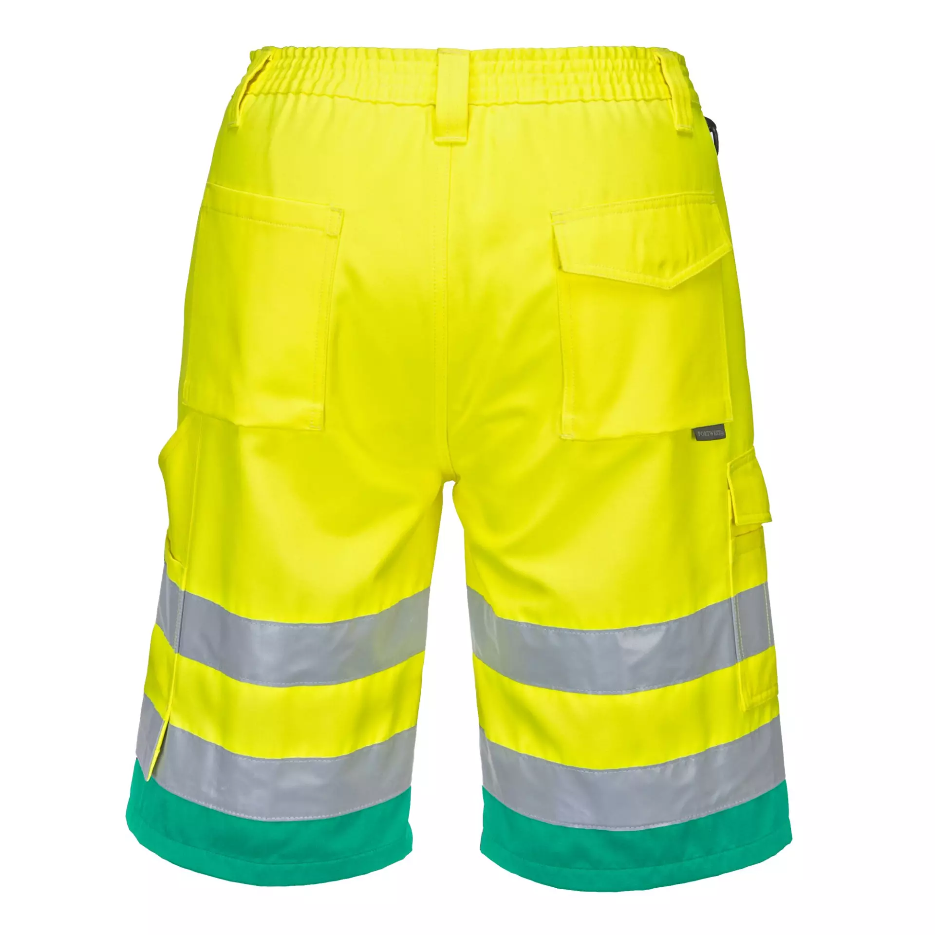 Portwest L043YTR, Hi-Vis Lightweight Polycotton Shorts, Yellow/Teal, image 2