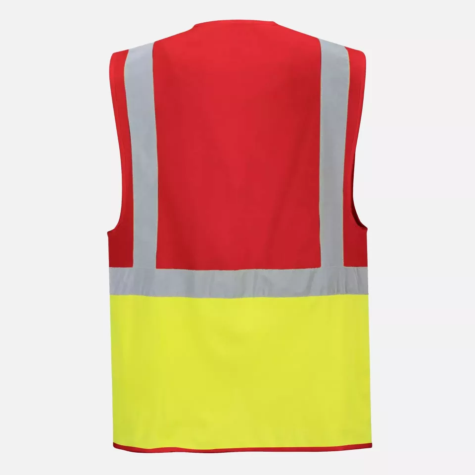 Portwest C276YRE, Paris Hi-Vis Contrast Executive Vest, Yellow/Red, image 2, gallery thumbnail