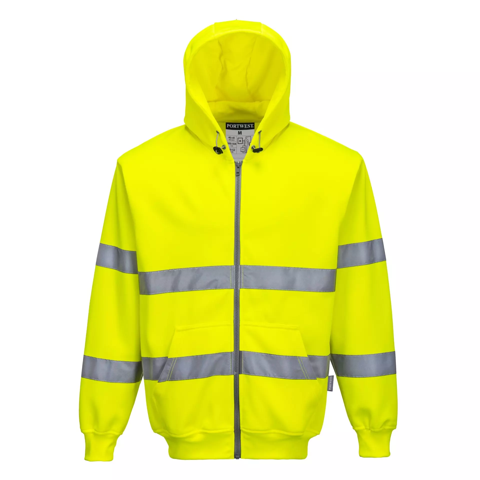Portwest B305YER, Hi-Vis Zipped Hoodie, Yellow, image 1