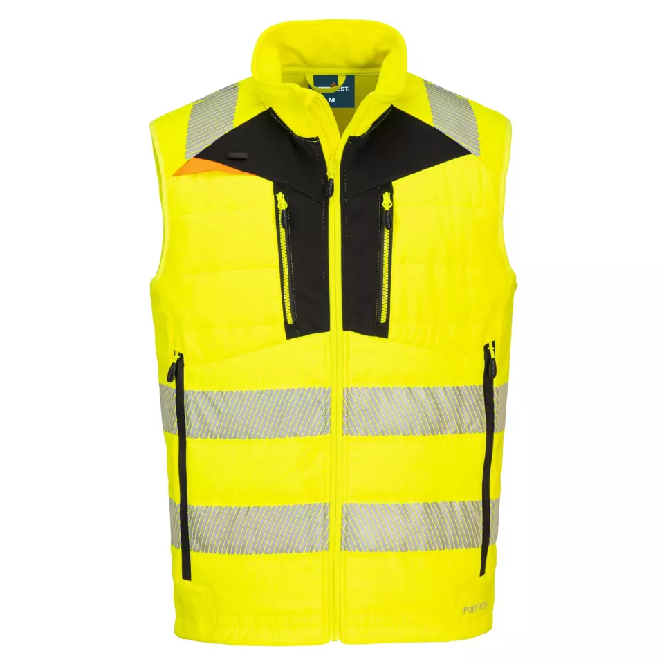 Portwest DX479YBR, DX4 Hi-Vis Hybrid Baffle Bodywarmer, Yellow/Black, image 1, gallery thumbnail