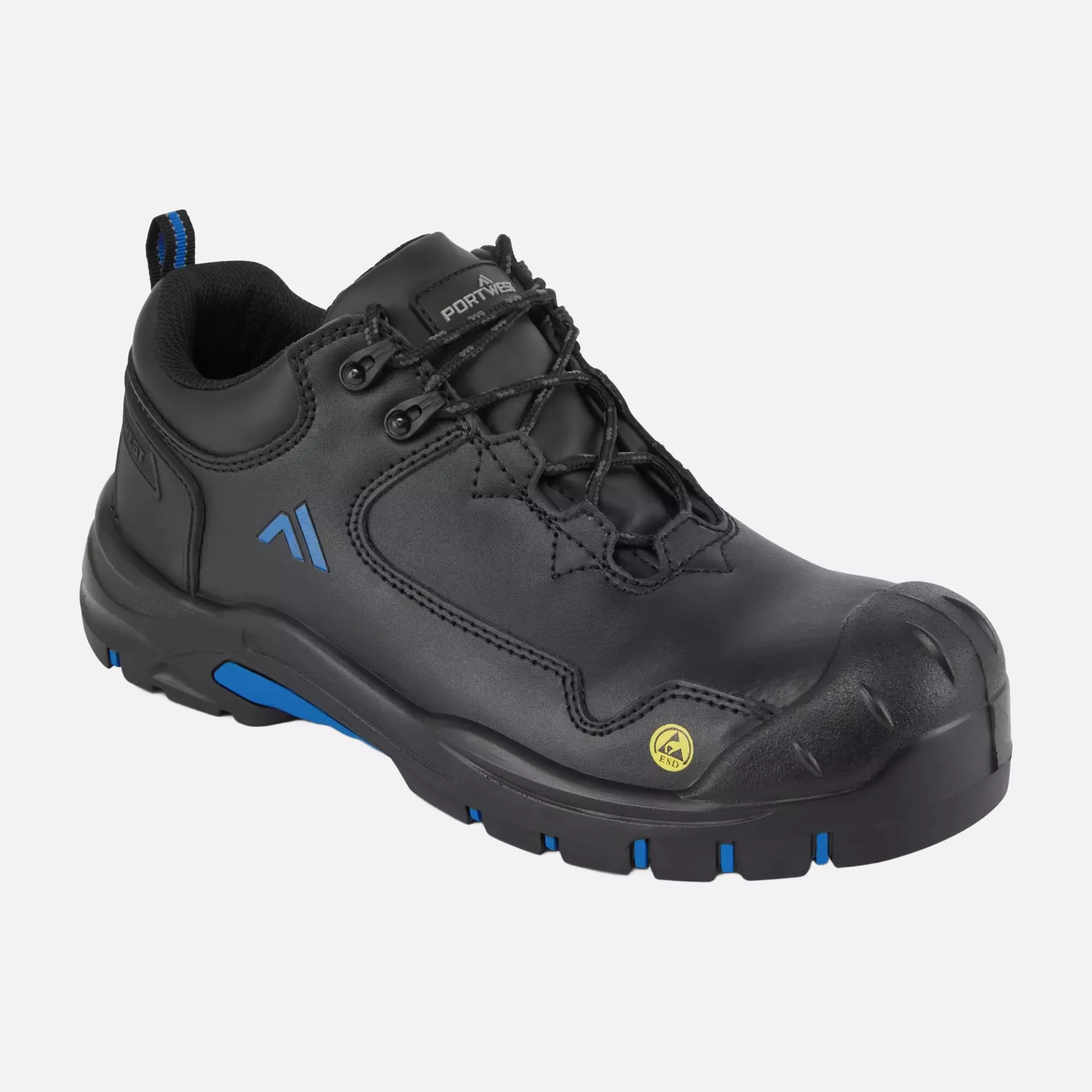 Portwest FC19BKB, Composite Action Leather Low Shoe S3S ESD HRO SR SC FO, Black/Blue, image 3