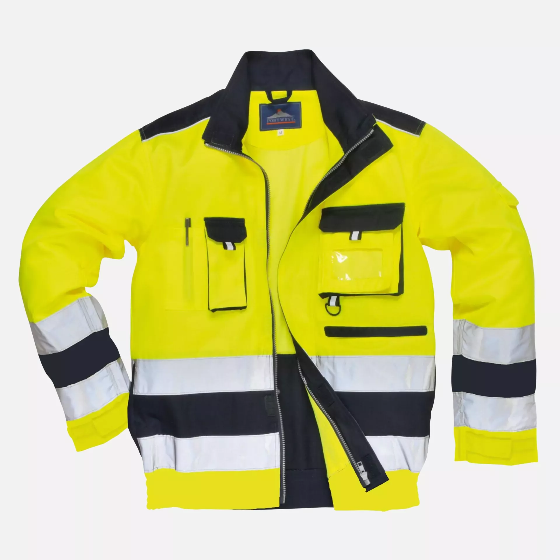 Portwest TX50YNR, Lille Hi-Vis Contrast Bomber Jacket, Yellow/Navy, image 4