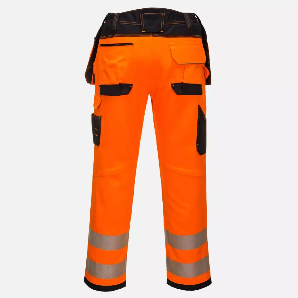 Portwest T501OBS, PW3 Hi-Vis Arbeitshose mit Holstertaschen, Orange/Schwarz Kurz, image 2, gallery thumbnail