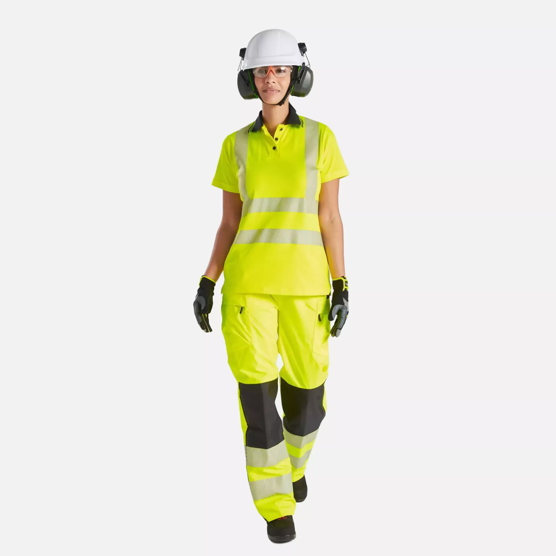 Portwest LW72YBR, Hi-Vis Women's Cotton Comfort Pro Polo Shirt S/S, Yellow/Black, image 4