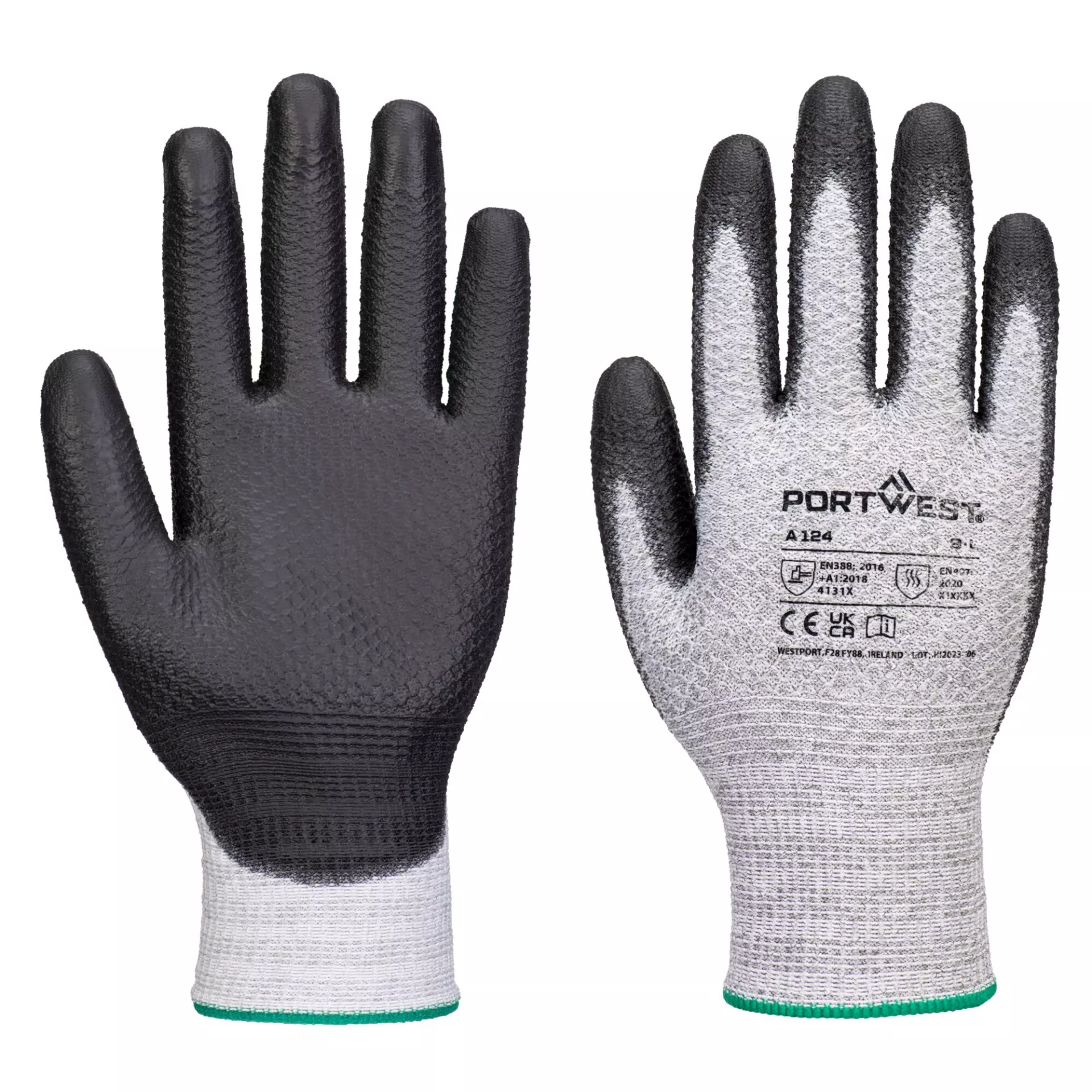 Portwest A124G8R, Grip 13 PU Diamond Knit Glove, Grey/Black, image 2