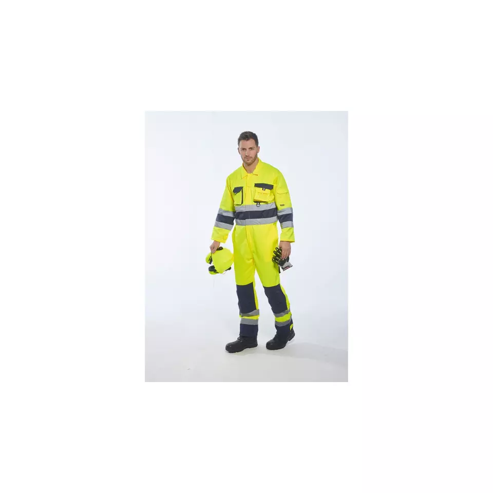 Portwest TX55YNR, Nantes Hi-Vis Contrast Work Coverall, Yellow/Navy, image 9, gallery thumbnail