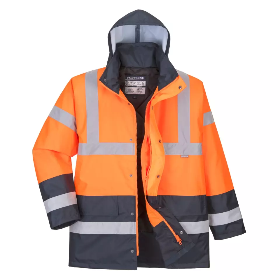 Portwest S467ORR, Hi-Vis Contrast Winter Traffic Jacket, Orange, image 1, gallery thumbnail