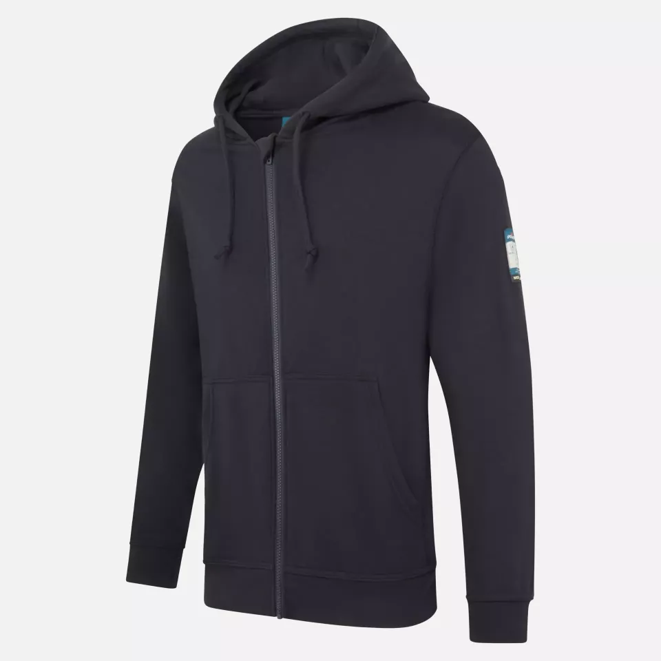 Portwest FR81NAR, Modaflame Knit Zip Front Hooded FR Sweatshirt, Navy, image 5, gallery thumbnail
