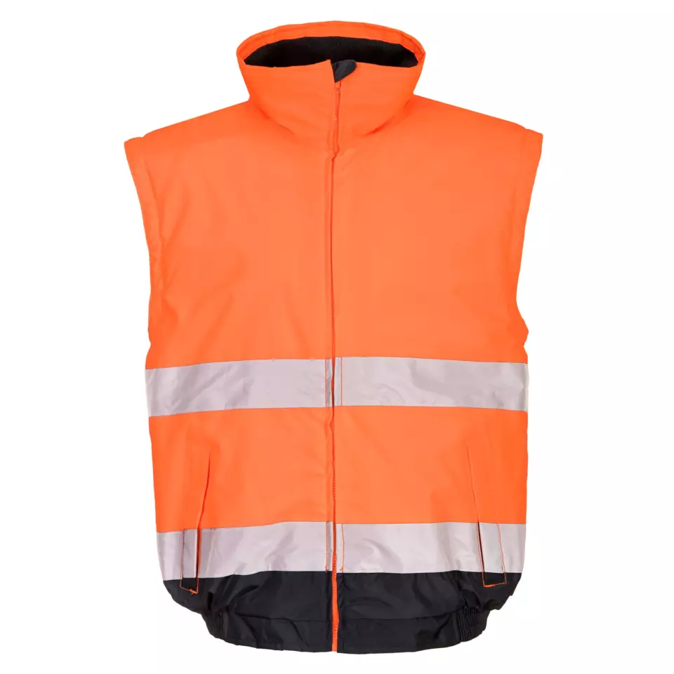 Portwest C464ONR, Hi-Vis 2-in-1 Contrast Essential Lite Bomber Jacket, Orange/Navy, image 4, gallery thumbnail